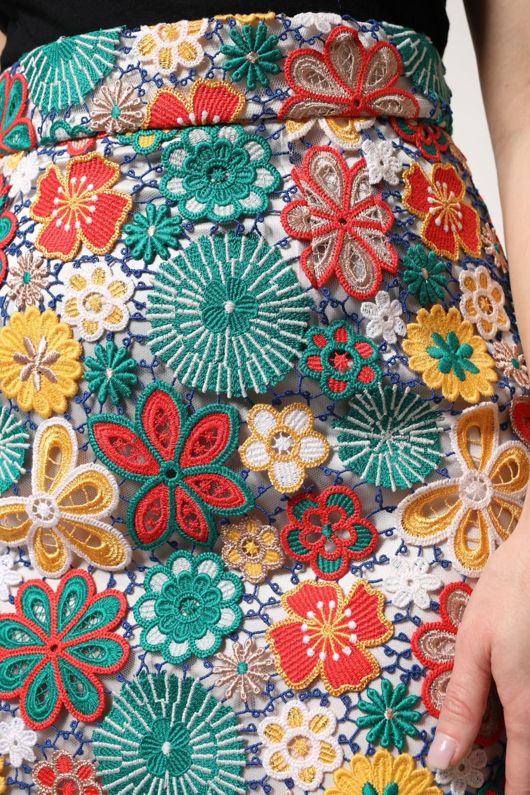 Dolce &amp; Gabbana Multicolor Floral Lace High Waist Mini Skirt