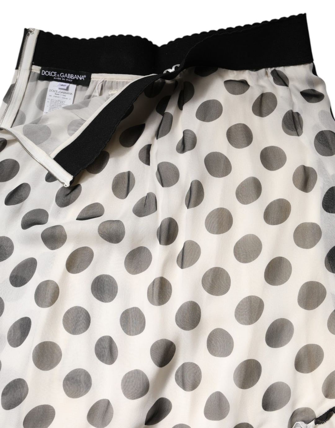 Dolce &amp; Gabbana White Black Polka Dots Knee Length Skirt