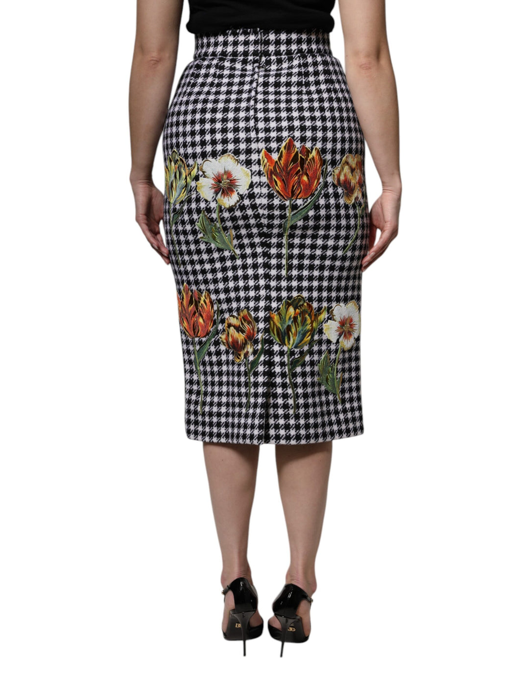 Dolce &amp; Gabbana Multicolor Floral Print High Waist Pencil Cut Skirt