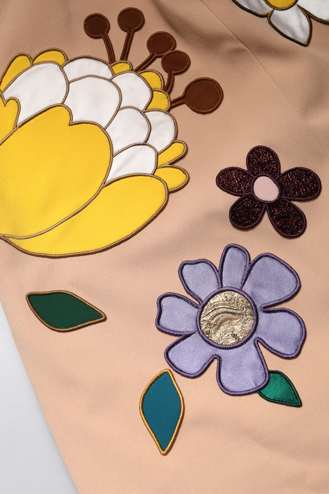 Dolce &amp; Gabbana Beige Floral High Waist Pencil Cut Skirt