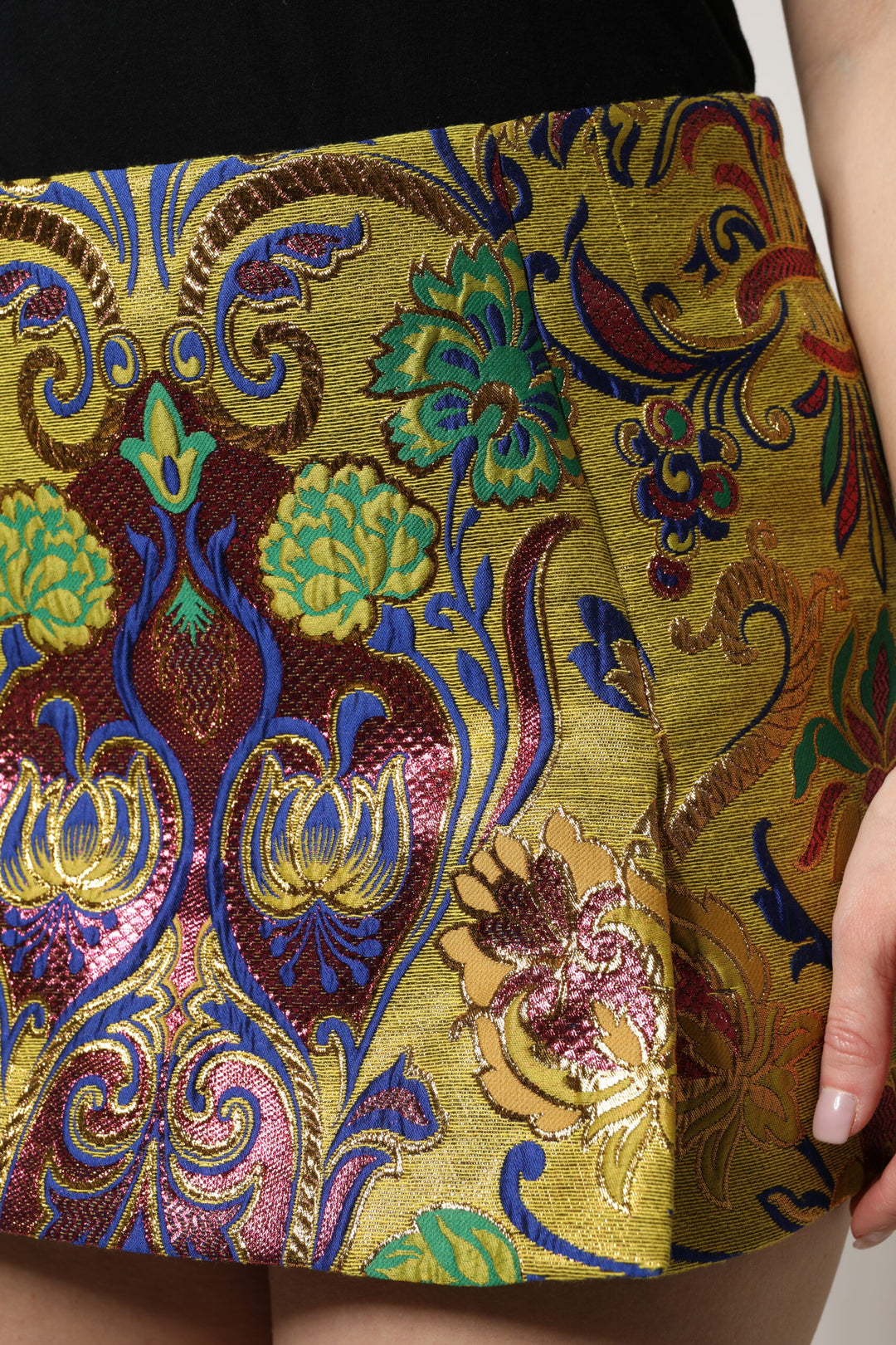 Dolce &amp; Gabbana Multicolor Floral Jacquard Mid Waist Mini Skirt