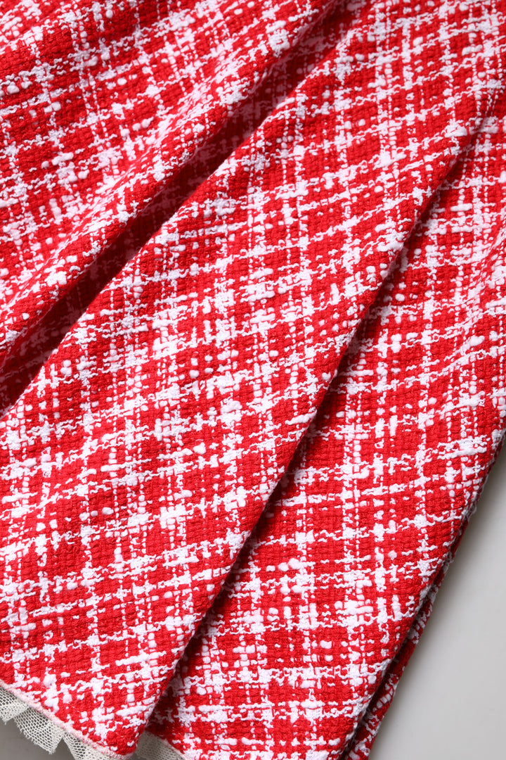 Dolce &amp; Gabbana Red White High Waist A-line Above Knee Skirt