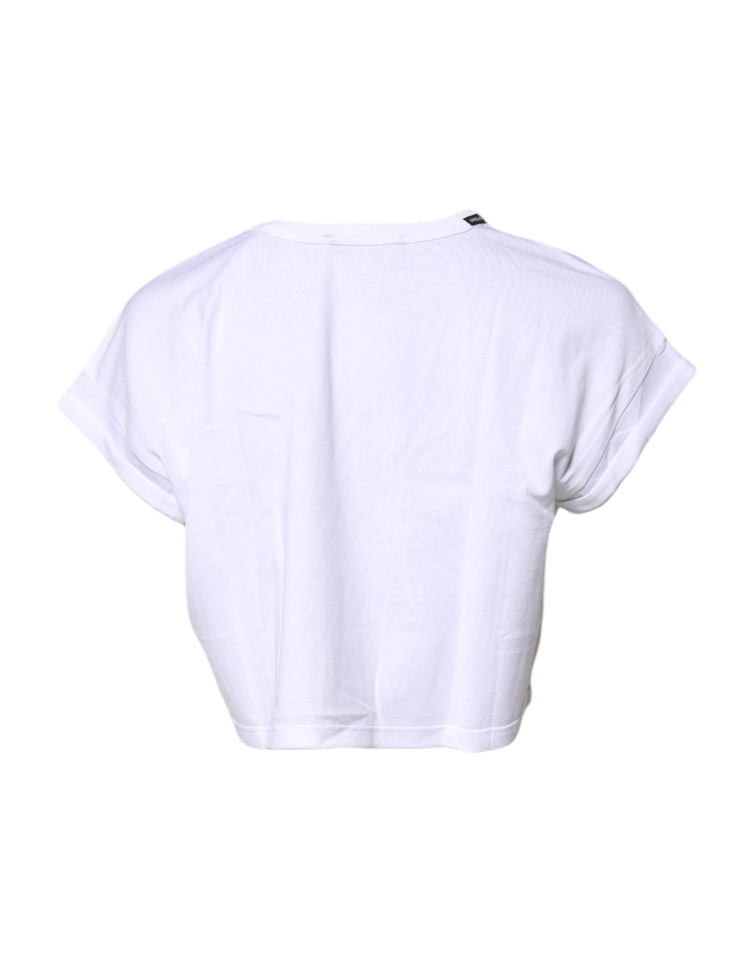 Dolce &amp; Gabbana White Cotton Crew Neck Cropped T-shirt Top