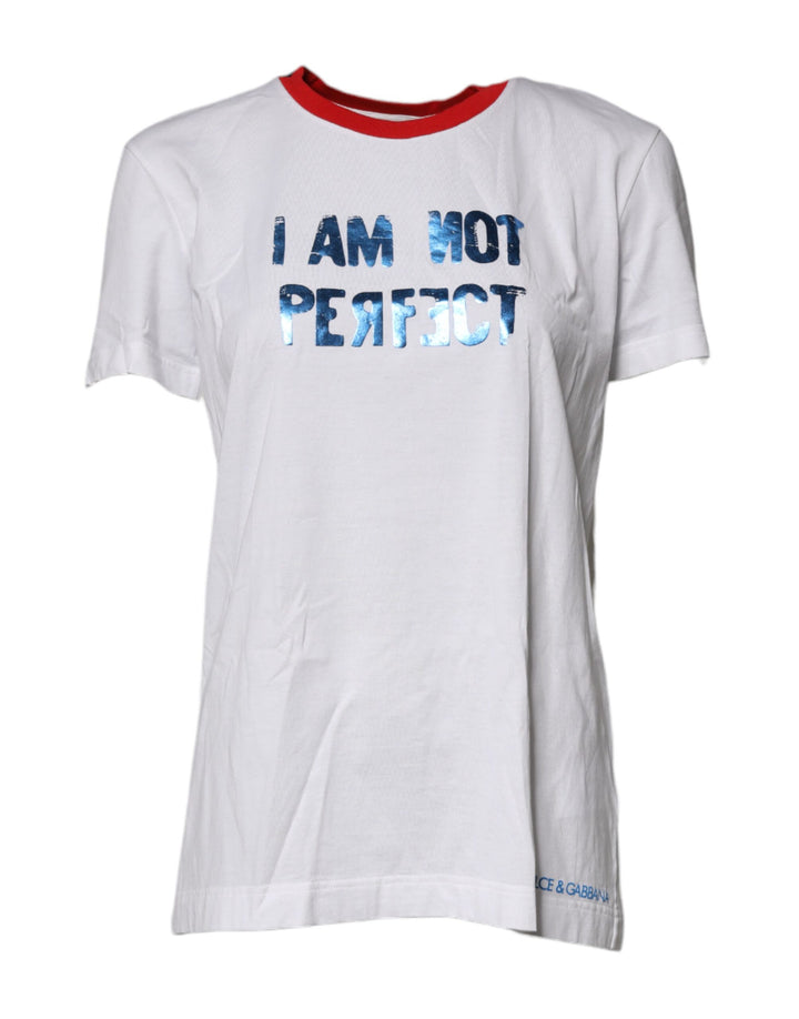 T-shirt ras du cou en coton blanc à imprimé graphique Dolce &amp; Gabbana