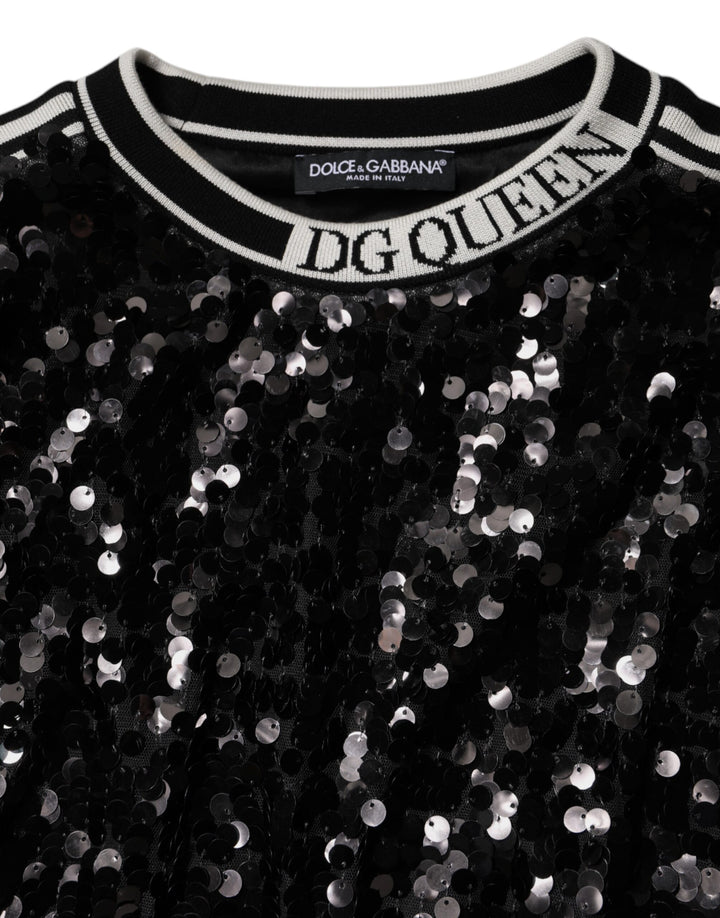 Dolce &amp; Gabbana Black DG Queen Sequin Pullover Sweater