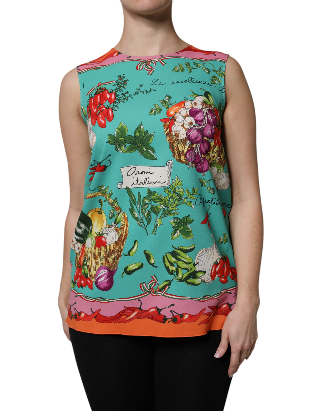 Dolce &amp; Gabbana Multicolor Floral Silk Sleeveless Tank Top
