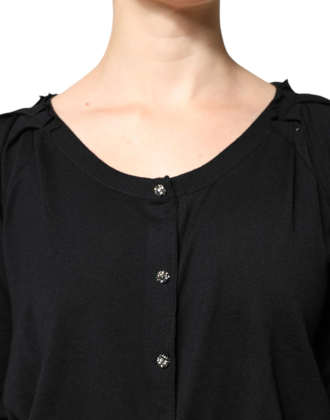 Dolce &amp; Gabbana Black Button Down Short Sleeve Blouse Top