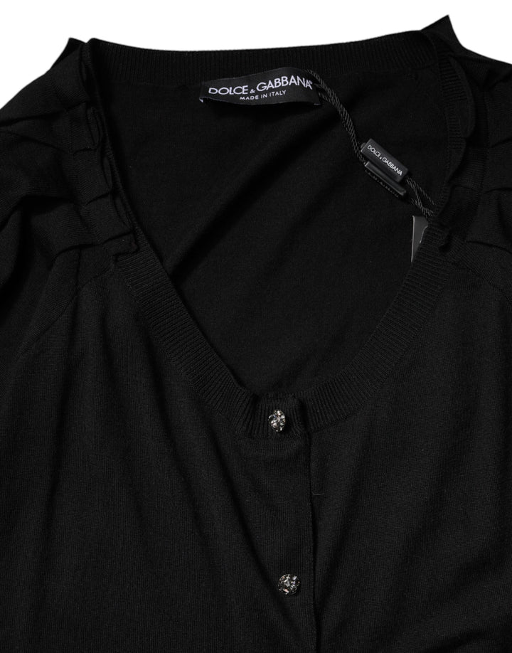 Dolce &amp; Gabbana Black Button Down Short Sleeve Blouse Top