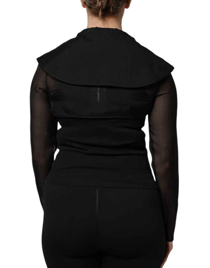 Dolce &amp; Gabbana Black Silk Sheer Long Sleeves Blouse Top