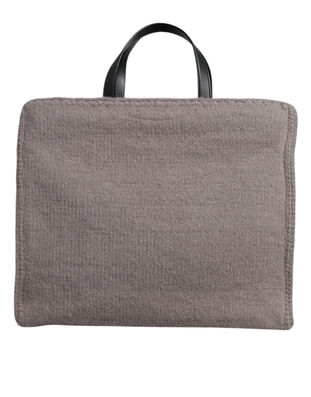 Dolce &amp; Gabbana Grey Alpaca Wool Logo Plaque Tote Shoulder Bag