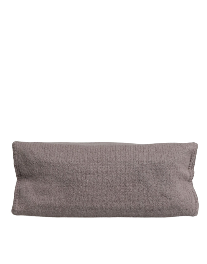 Dolce &amp; Gabbana Grey Alpaca Wool Logo Plaque Tote Shoulder Bag