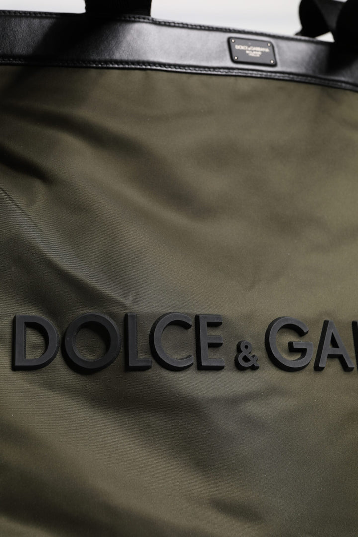 Dolce &amp; Gabbana Military Green Nylon Shoulder Strap Tote Bag