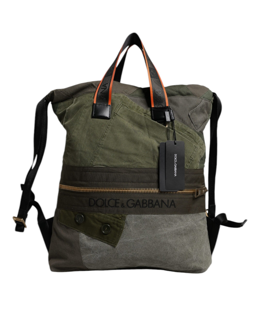 Dolce &amp; Gabbana Military Green Patchwork Rucksack Backpack Bag