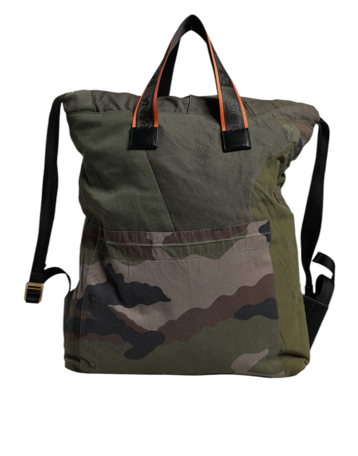 Dolce &amp; Gabbana Military Green Patchwork Rucksack Backpack Bag