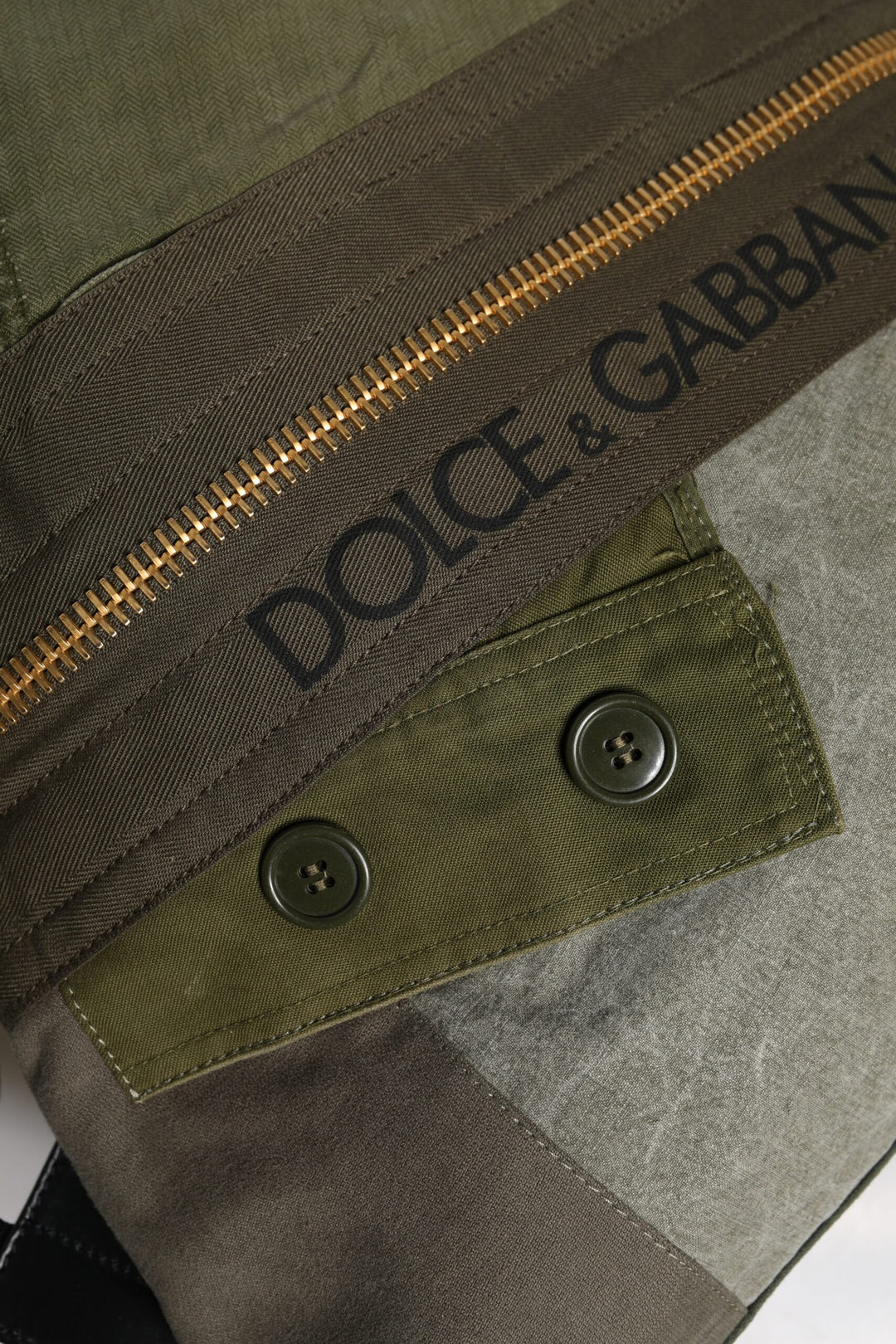 Dolce &amp; Gabbana Military Green Patchwork Rucksack Backpack Bag