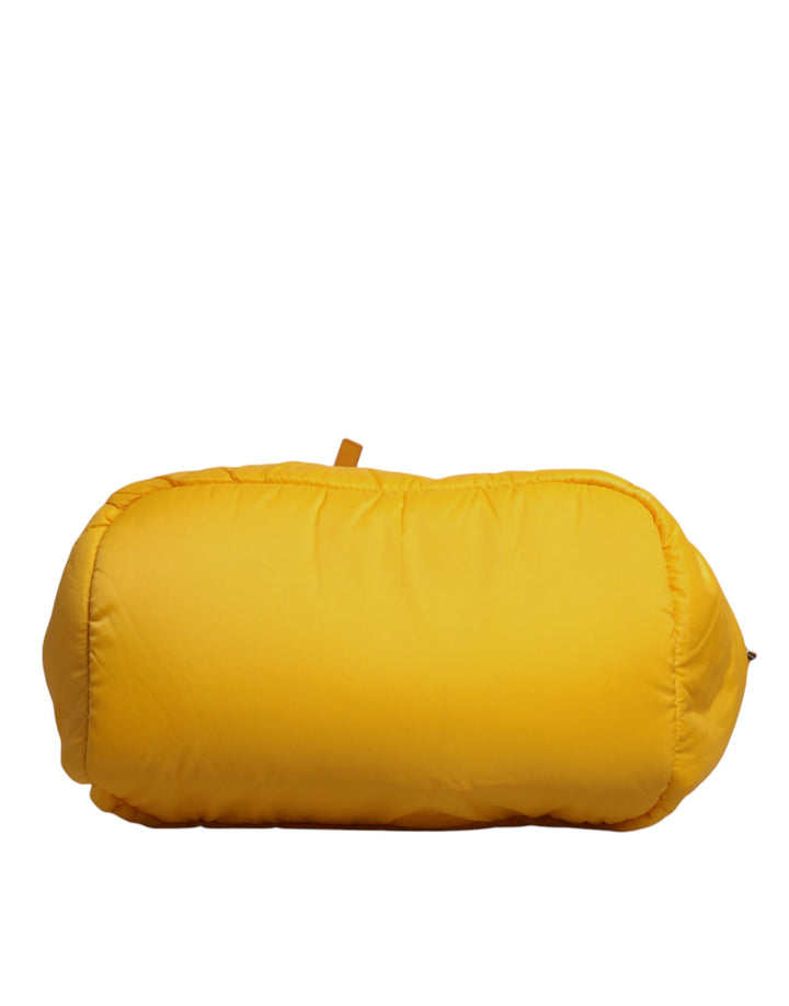 Dolce &amp; Gabbana Yellow Orange Nylon Logo Plaque Hand Shoulder Duffle Bag