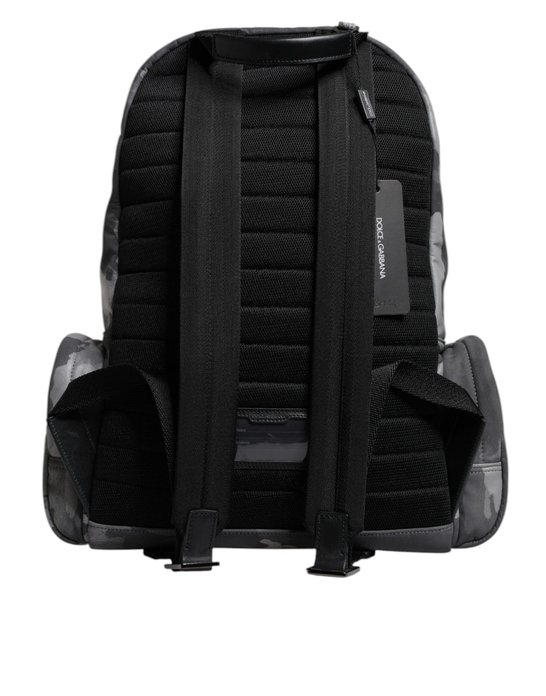 Dolce &amp; Gabbana Gray Cotton Camouflage Logo Plaque Backpack Bag