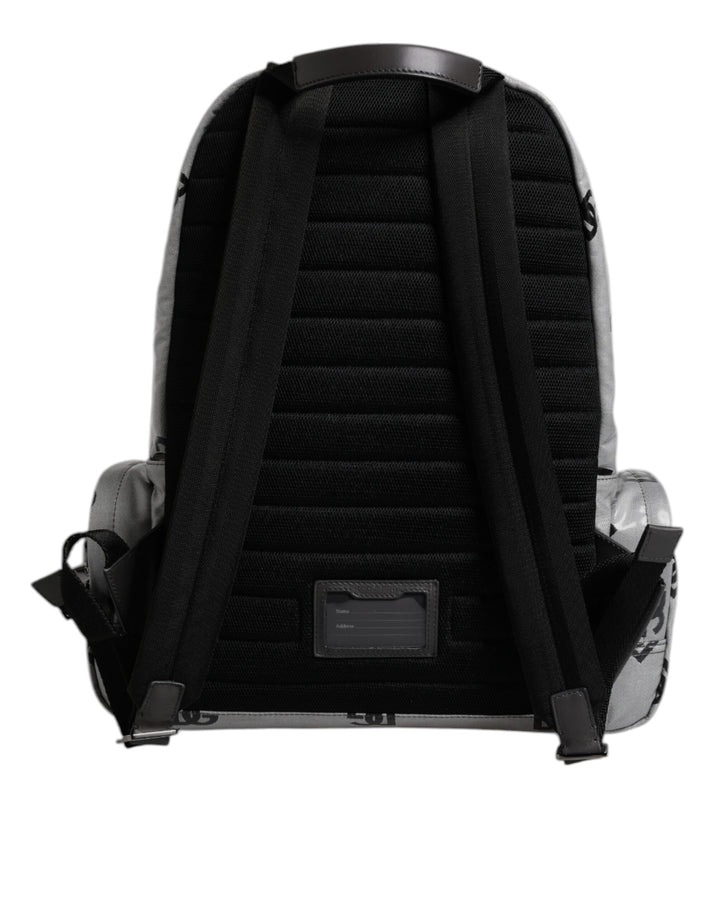Dolce &amp; Gabbana Polyester Gray Black DG Logo Plaque Backpack Bag