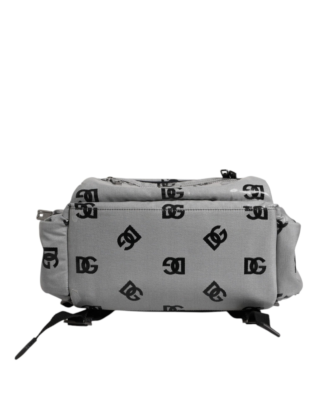 Dolce &amp; Gabbana Polyester Gray Black DG Logo Plaque Backpack Bag