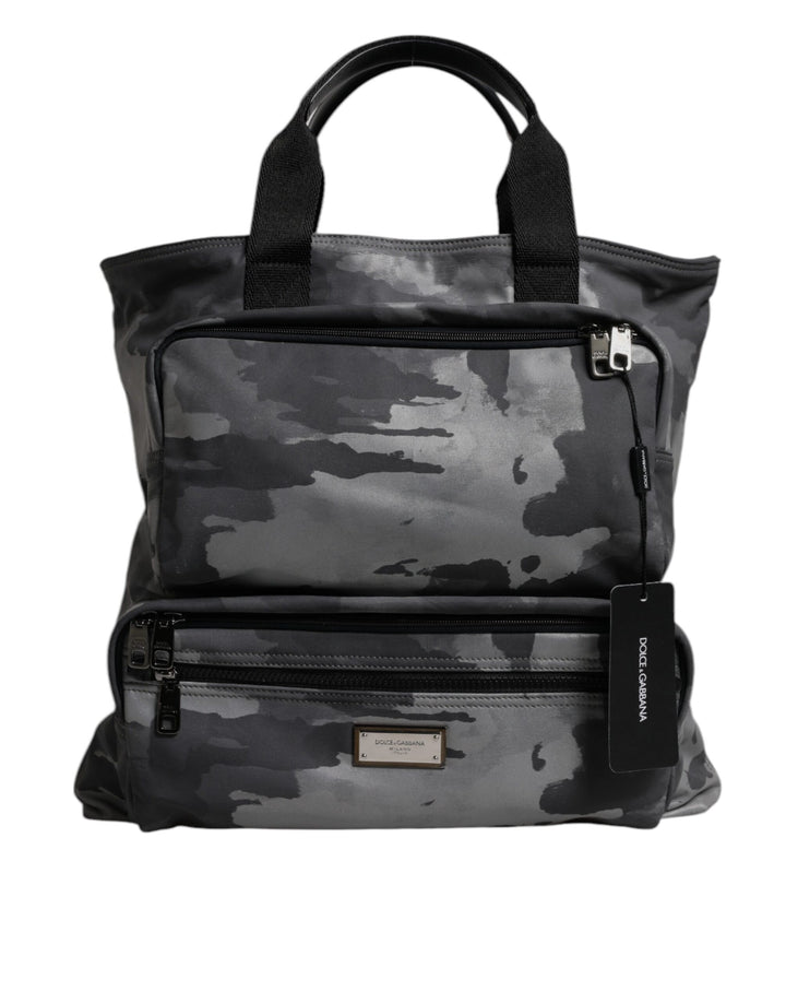 Dolce &amp; Gabbana Black Camouflage Shoulder Strap Logo Plaque Bag