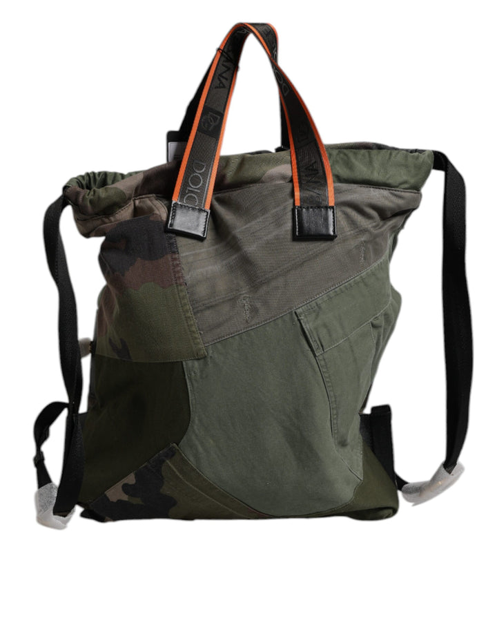 Dolce &amp; Gabbana Military Green Patchwork Rucksack Backpack Bag