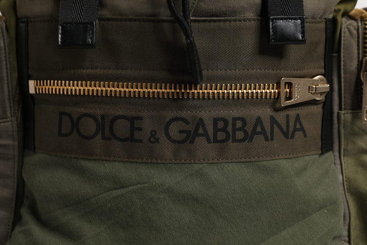 Dolce &amp; Gabbana Military Green Patchwork Travel Backpack Bag