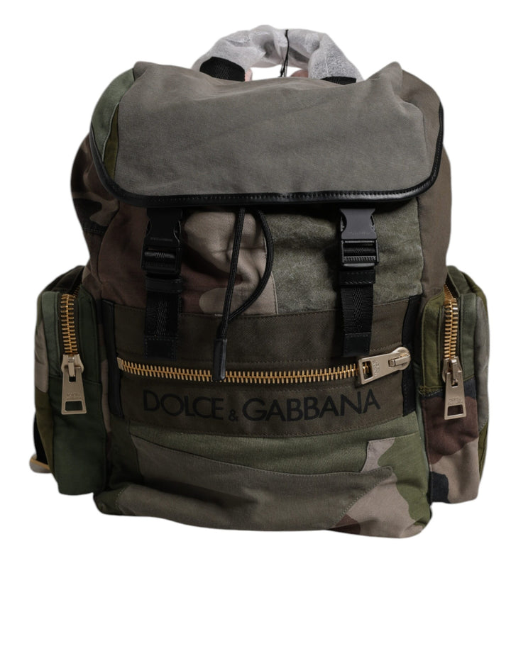 Sac à dos Dolce Gabbana vert militaire éblouissant avec fermeture à cordon