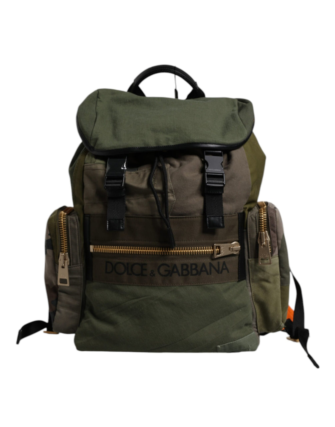 Dolce &amp; Gabbana Military Green Patchwork Travel Backpack Bag
