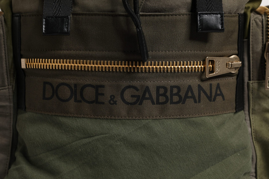 Dolce &amp; Gabbana Military Green Patchwork Travel Backpack Bag