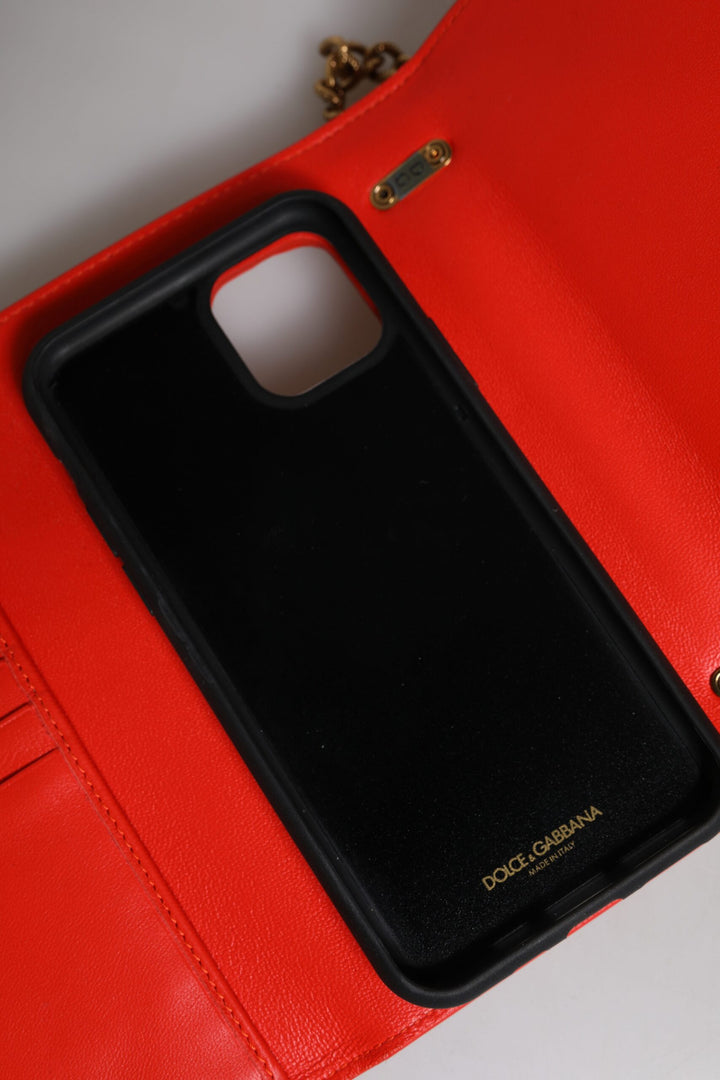 Dolce &amp; Gabbana Red Quilted Devotion Crossbody Chain Phone Cover Bag