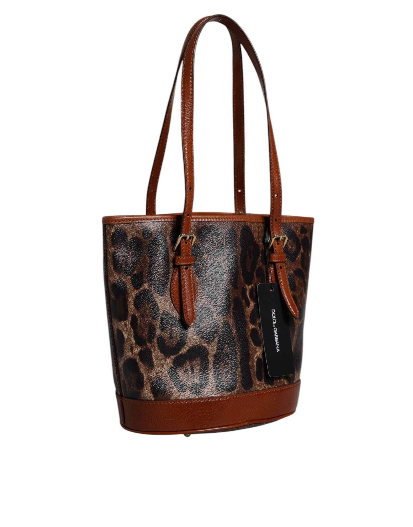 Dolce & Gabbana Brown Leopard Leather Shoulder Strap Tote Bag
