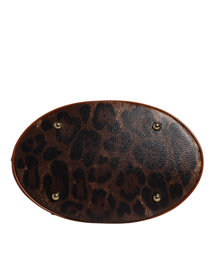 Dolce & Gabbana Brown Leopard Leather Shoulder Strap Tote Bag