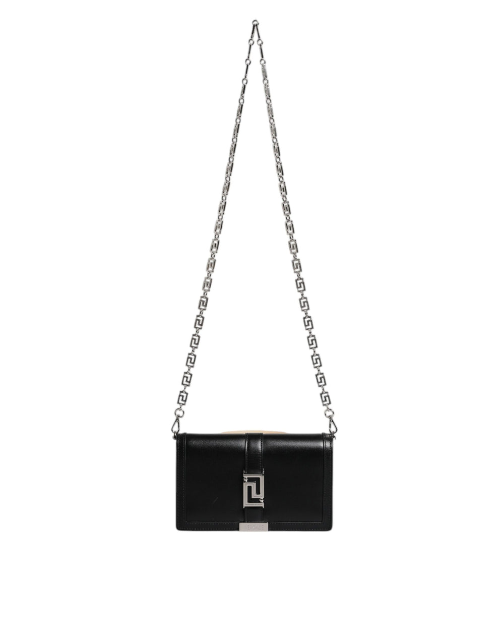 Versace - Black Calfskin Leather Chain Strap Shoulder Crossbody Bag
