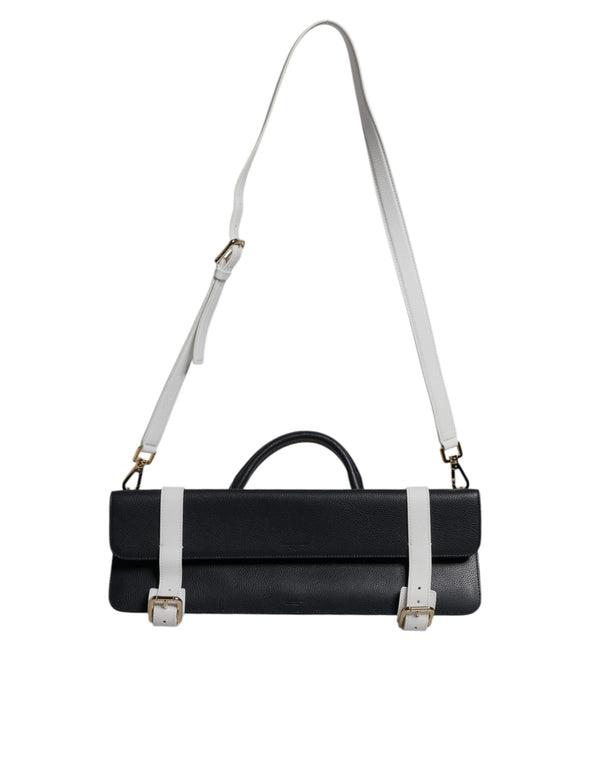 Dolce & Gabbana - Blue White Calfskin Leather Crossbody Shoulder Bag