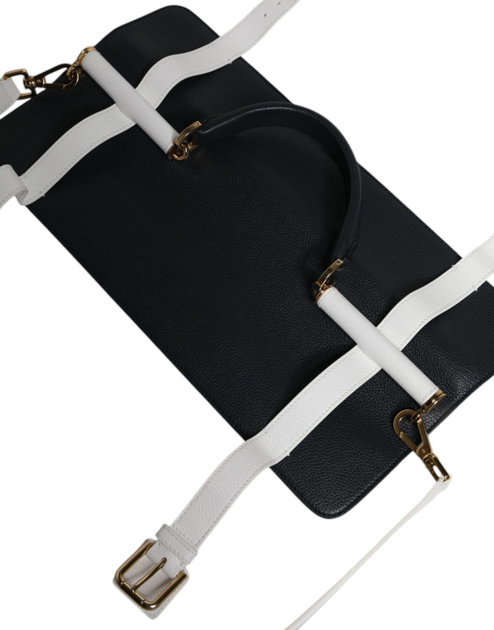 Sac bandoulière Dolce Gabbana en cuir de veau bleu et blanc Sensation