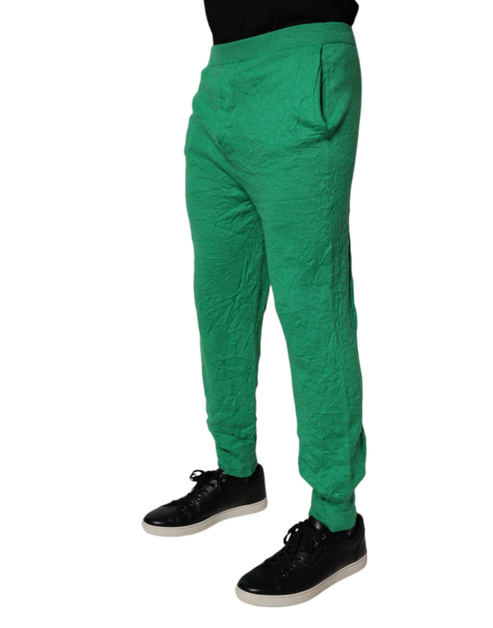 Dsquared² Green Cotton Elastic Waist Men Casual Pants