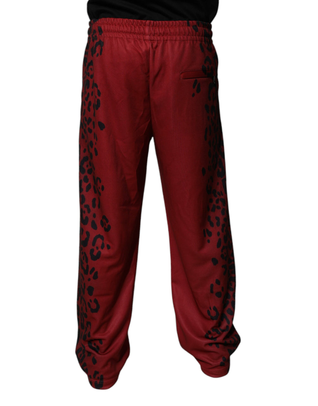 Pantalones deportivos de poliéster con estampado de leopardo rojo para hombre de Dolce &amp;amp; Gabbana
