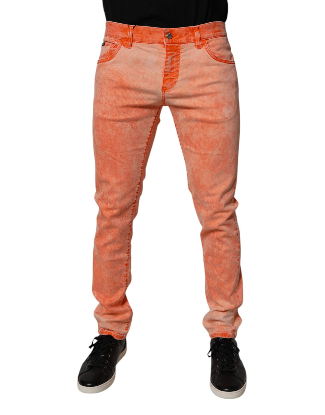 Jean skinny en coton tie-dye orange Dolce &amp;amp; Gabbana pour homme