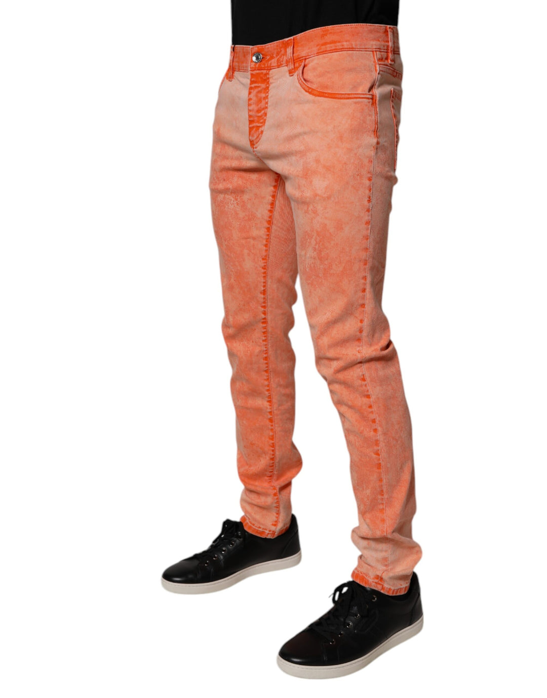 Jean skinny en coton tie-dye orange Dolce &amp;amp; Gabbana pour homme