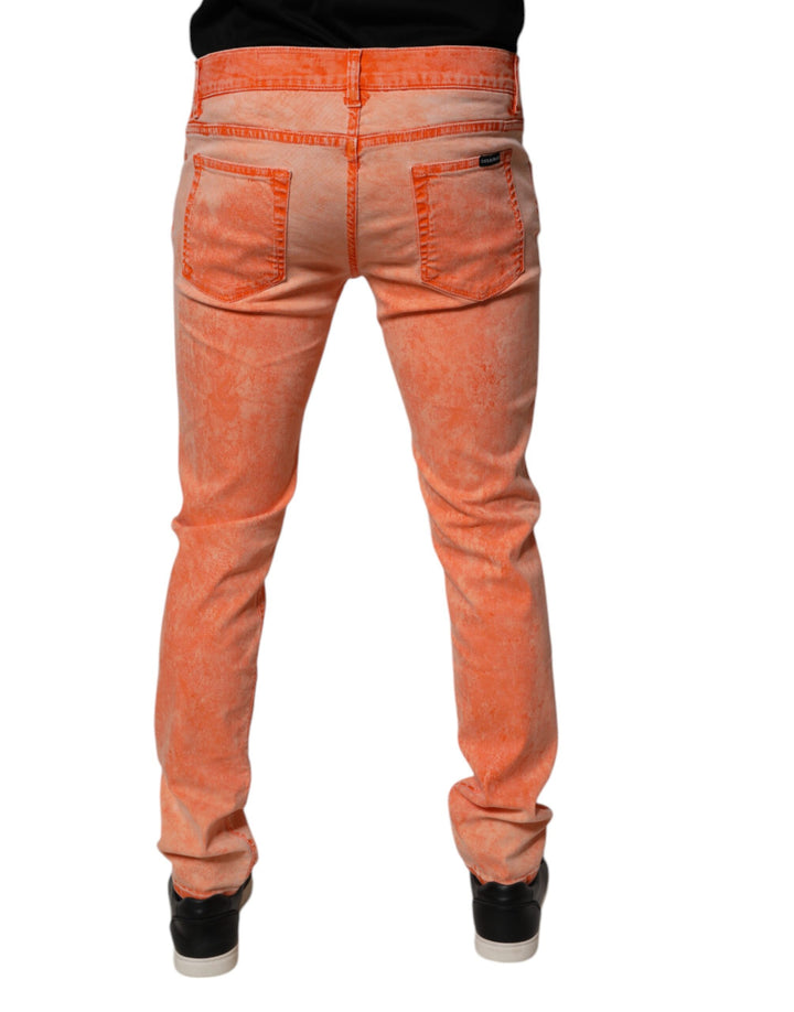 Jean skinny en coton tie-dye orange Dolce &amp;amp; Gabbana pour homme