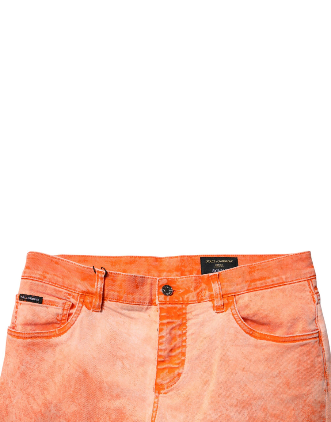 Jean skinny en coton tie-dye orange Dolce &amp;amp; Gabbana pour homme