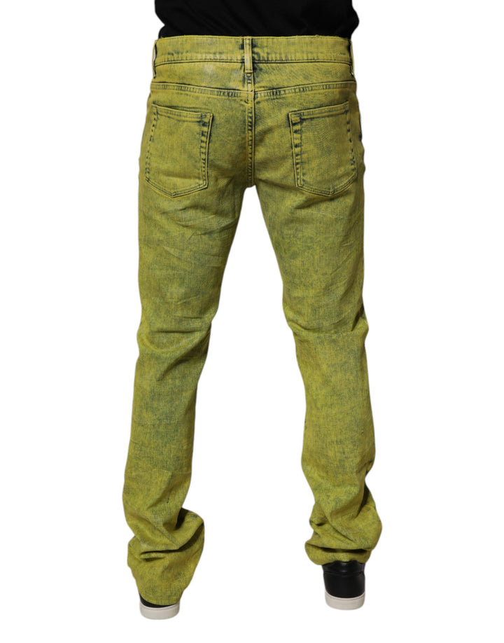 Jean skinny en coton stretch jaune Dolce &amp; Gabbana pour homme