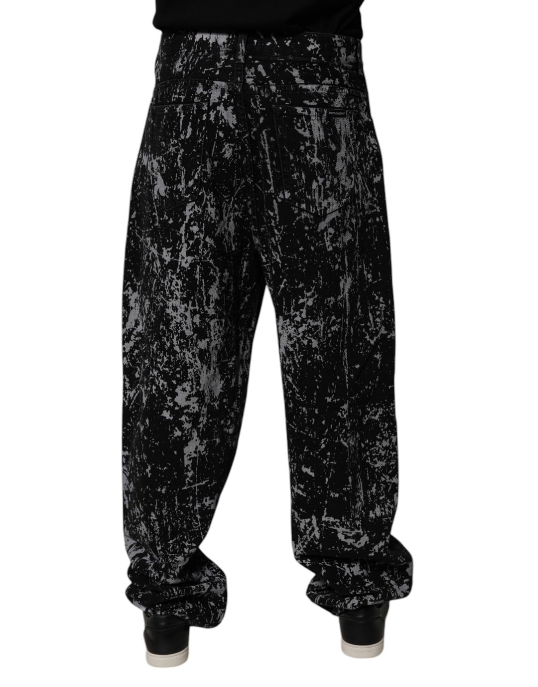 Jean droit en coton tie-dye noir Dolce &amp;amp; Gabbana pour homme