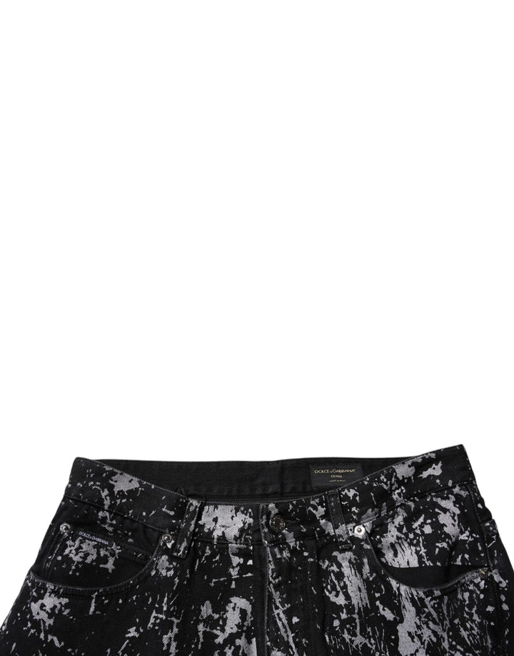 Jean droit en coton tie-dye noir Dolce &amp;amp; Gabbana pour homme