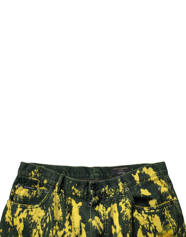 Jean skinny en denim noir et jaune effet tie-dye Dolce &amp;amp; Gabbana pour homme