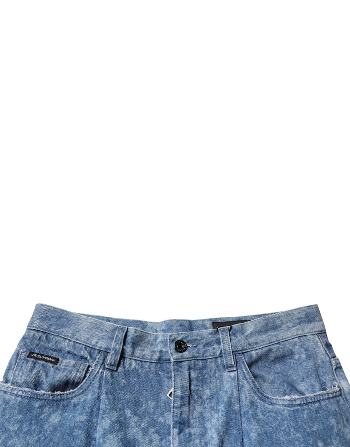 Dolce &amp; Gabbana Blue Tie Dye Cotton Skinny Men Denim Jeans