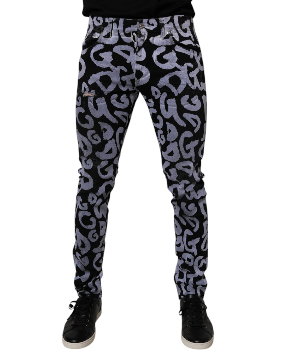 Dolce &amp; Gabbana Black Logo Monogram Cotton Skinny Denim Jeans