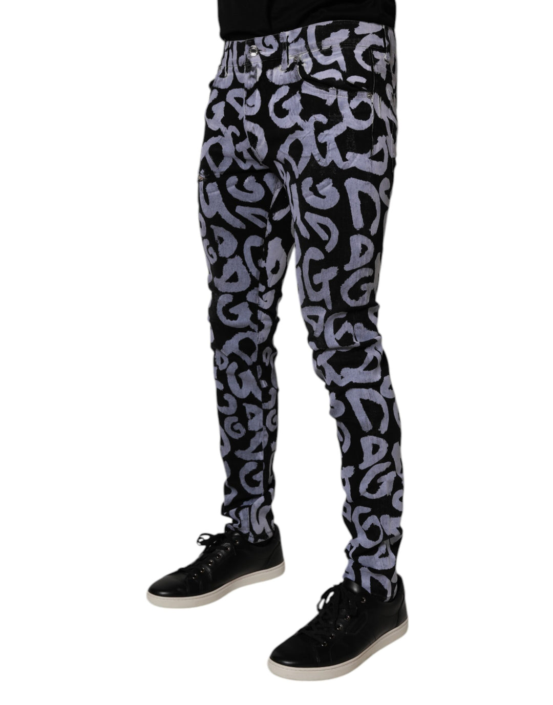 Dolce &amp; Gabbana Black Logo Monogram Cotton Skinny Denim Jeans
