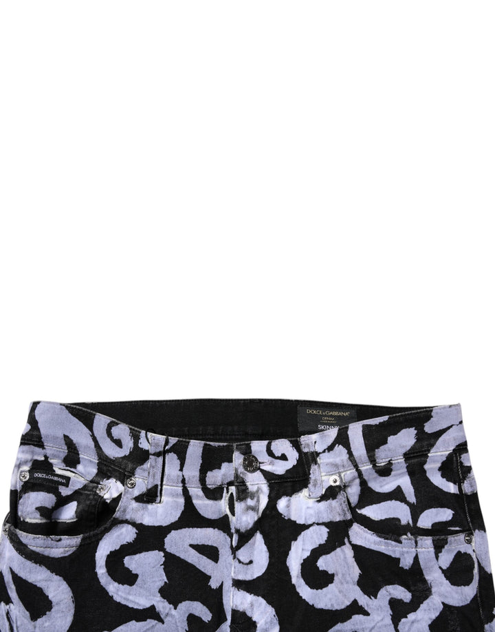 Dolce &amp; Gabbana Black Logo Monogram Cotton Skinny Denim Jeans