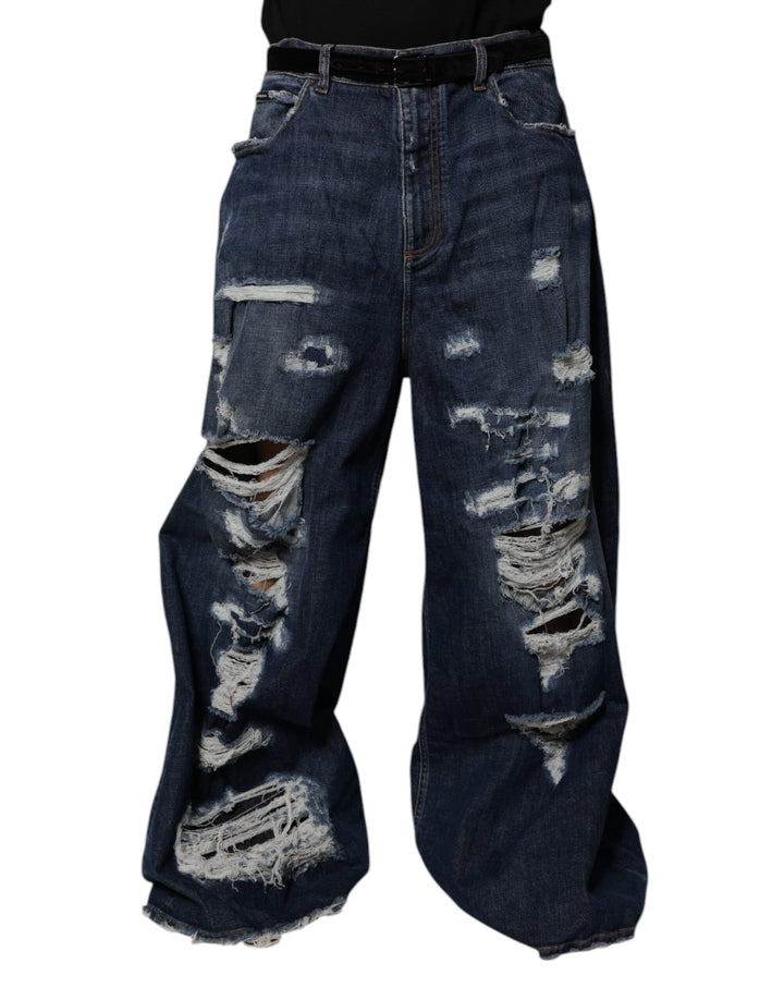 Jean large bleu foncé en denim Dolce &amp;amp; Gabbana pour homme